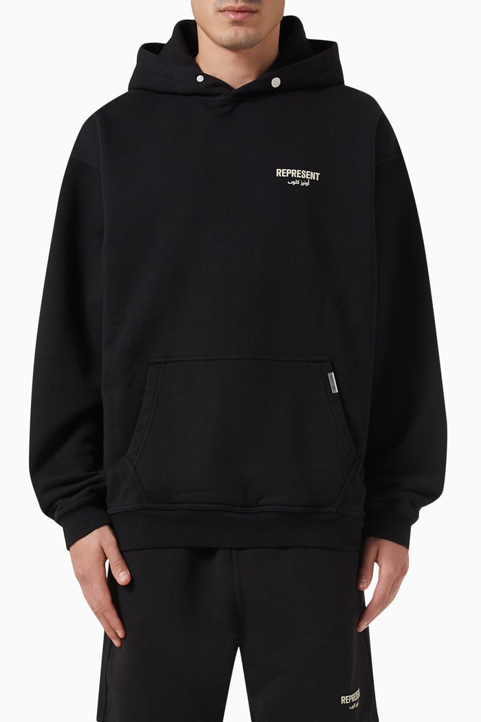 

Owners Club Logo Hoodie in Loopback Jersey, Black
