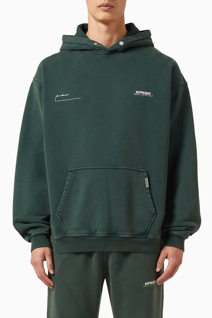 Screen Print Hoodie in Cotton, Green