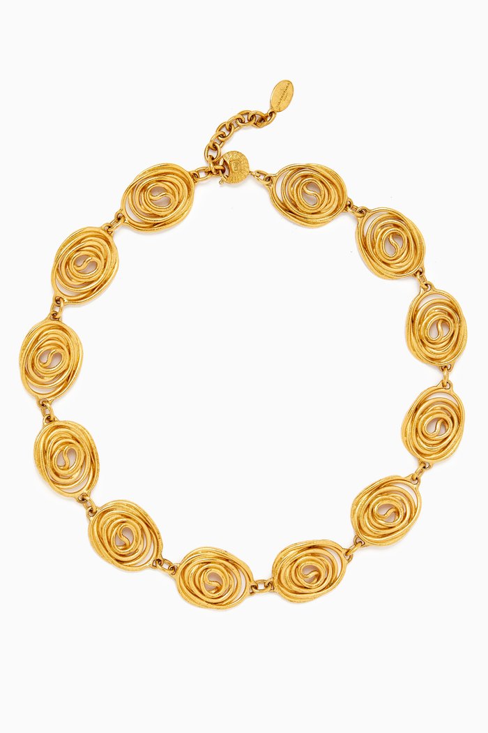 

1980s Vintage Spiral Choker Necklace, Gold
