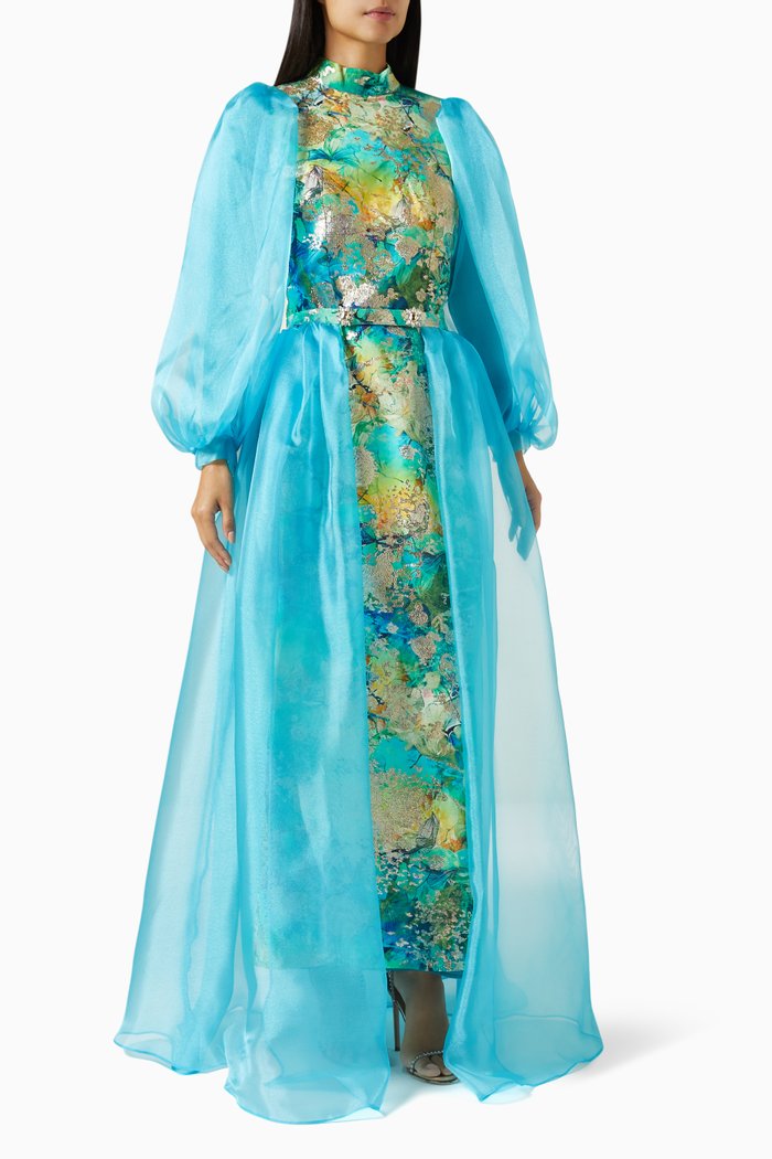 Jerynicola Floral-embroidered Maxi Dress, Green