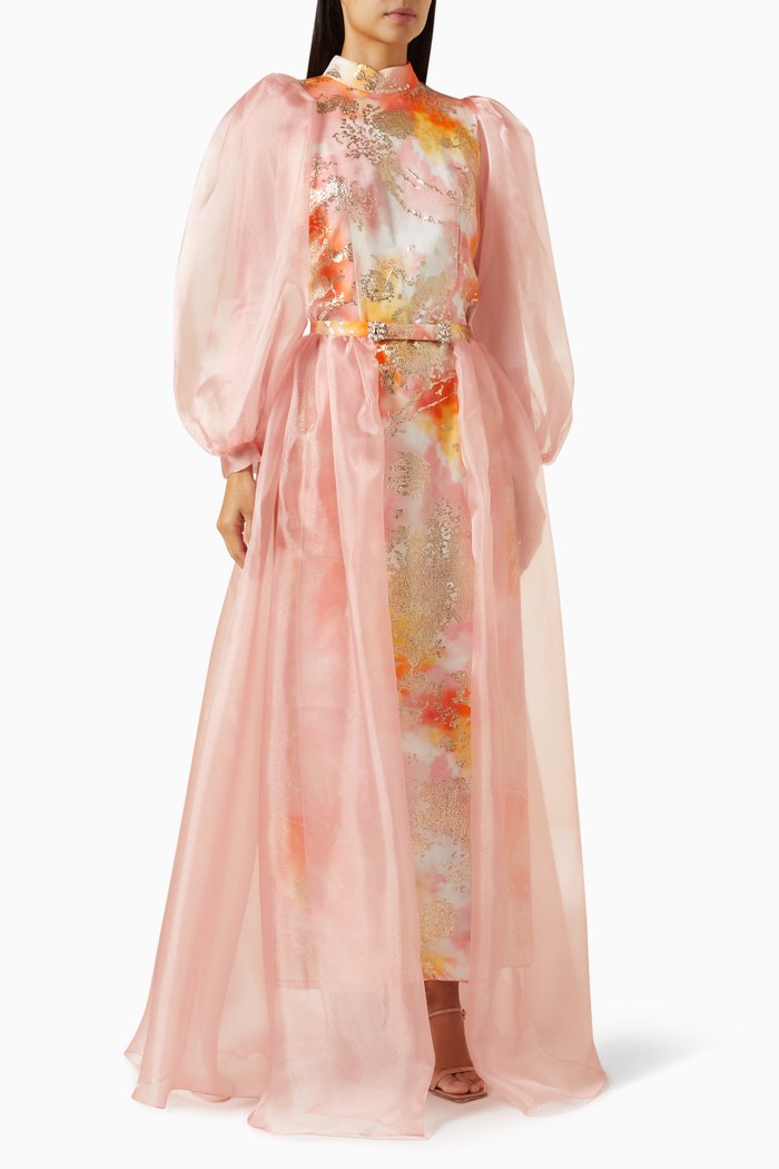 

Jerynicola Floral-embroidered Maxi Dress, Pink