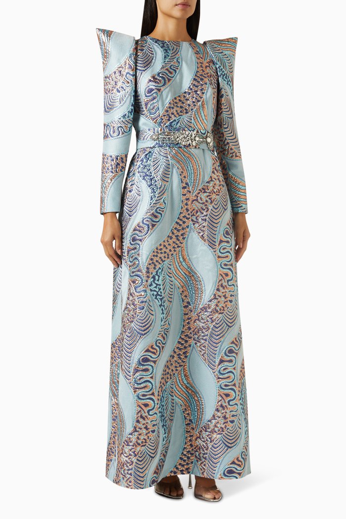 

Estelle Brocade Maxi Dress, Blue