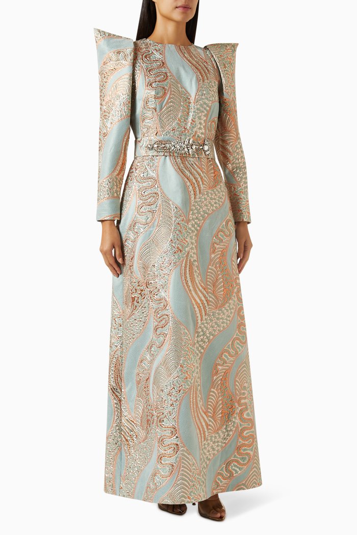 

Estelle Brocade Maxi Dress, Green