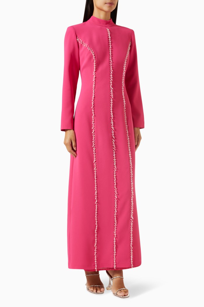 Milera Beaded Maxi Dress, Pink