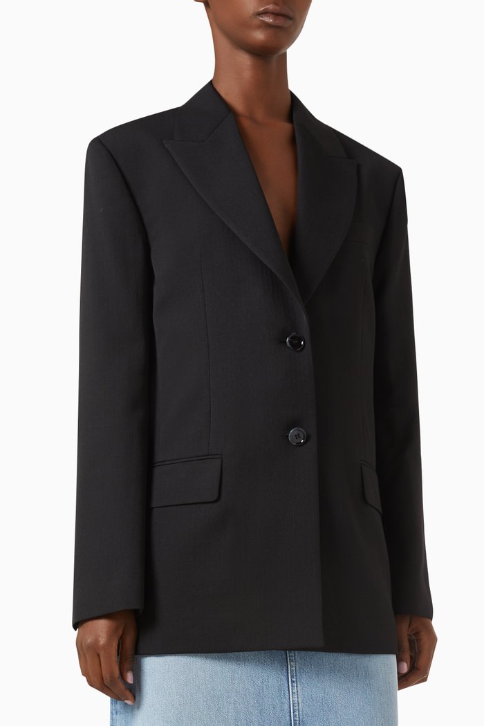 

Regular-fit Suit Jacket in Wool Blend, Black