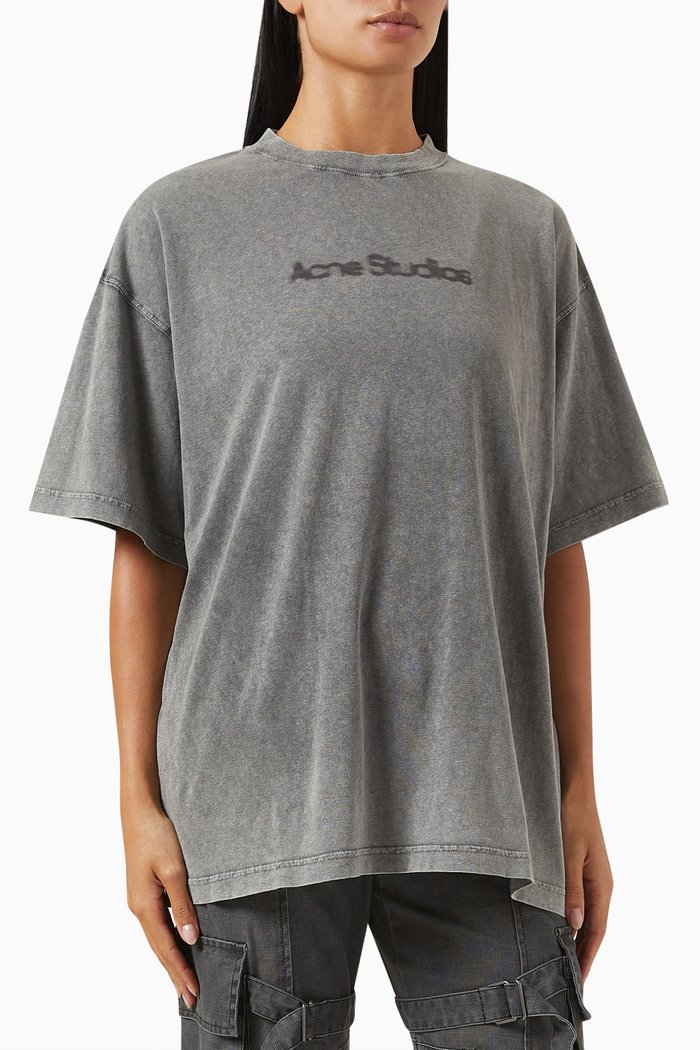 

Blurred Logo Oversized T-shirt in Cotton, Grey