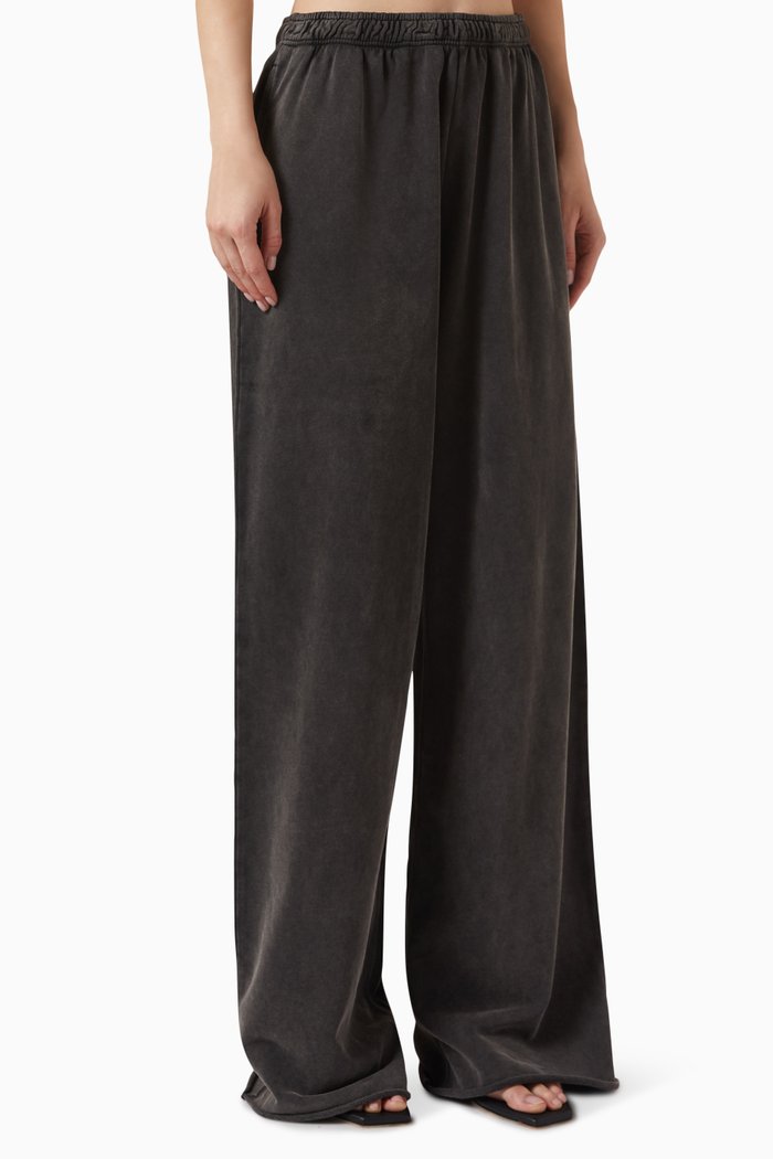 

Wide-leg Sweatpants in Cotton Fleece, Black