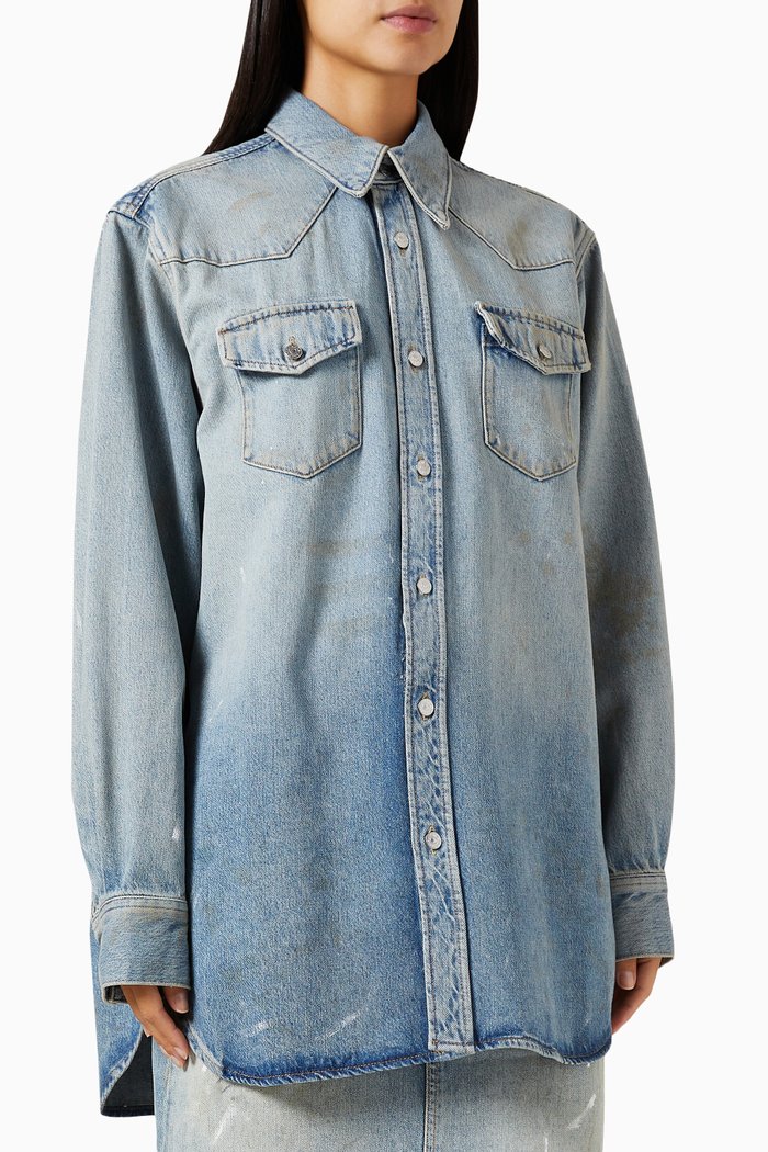 

Karty Trafalgar Overshirt in Cotton-blend Denim, Blue