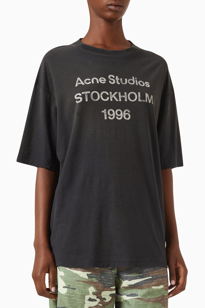 Logo T-shirt in Cotton Blend, Black