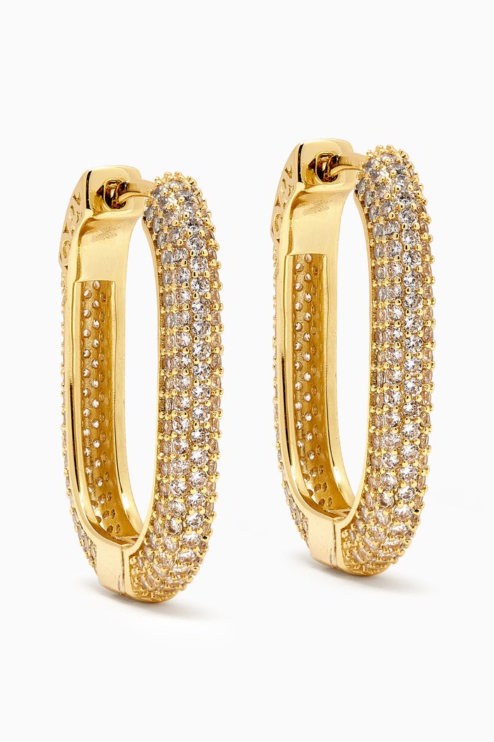 

Pavé Square Hoops Earrings in 14kt Gold-plated Brass, Yellow