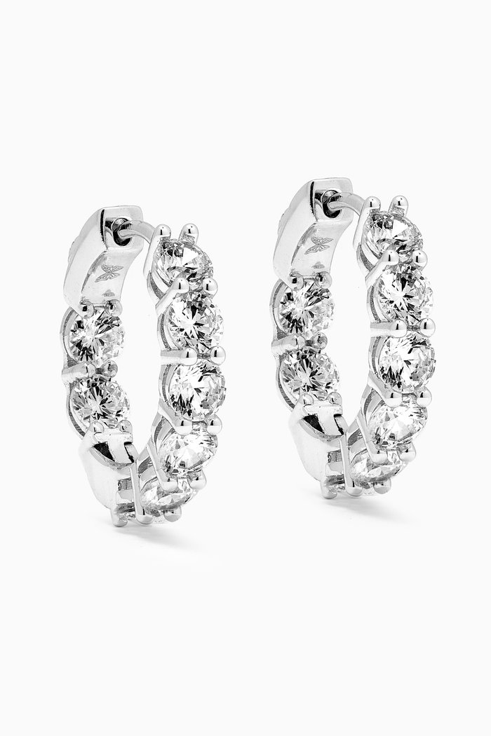 

Mini Fancy Tennis Hoop Earrings in Sterling Silver
