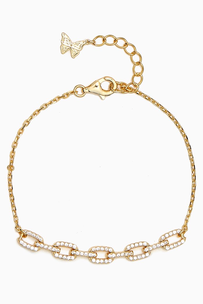 

Pavé Boxed Link Bracelet in 14kt Gold-plated Sterling Silver, Yellow