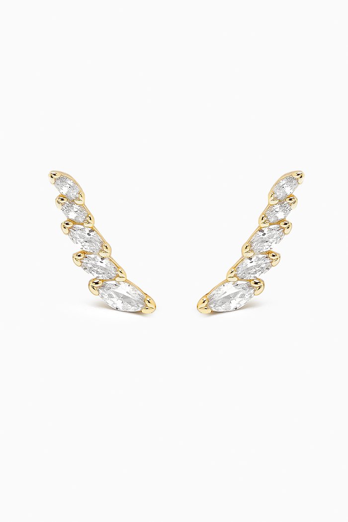 

CZ Multi Marquise Ear Climbers in 14kt Gold-plated Silver, Yellow