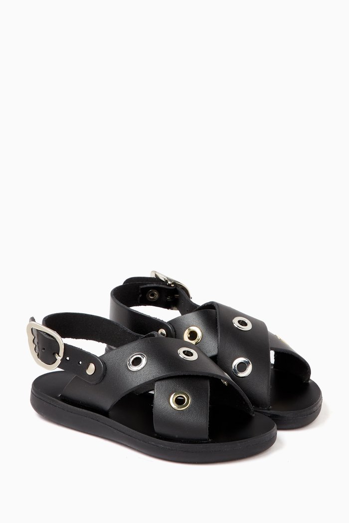 

Little Thais Eyelets Soft Sandals, Black