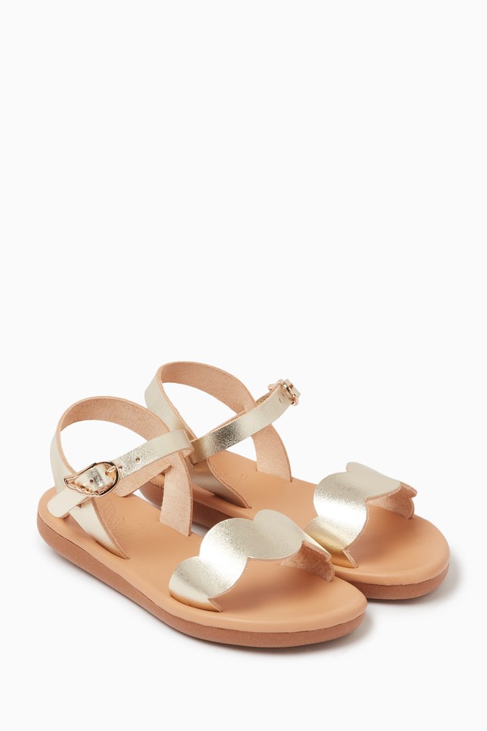 

Little Ostrako Soft Sandals in Leather, Silver
