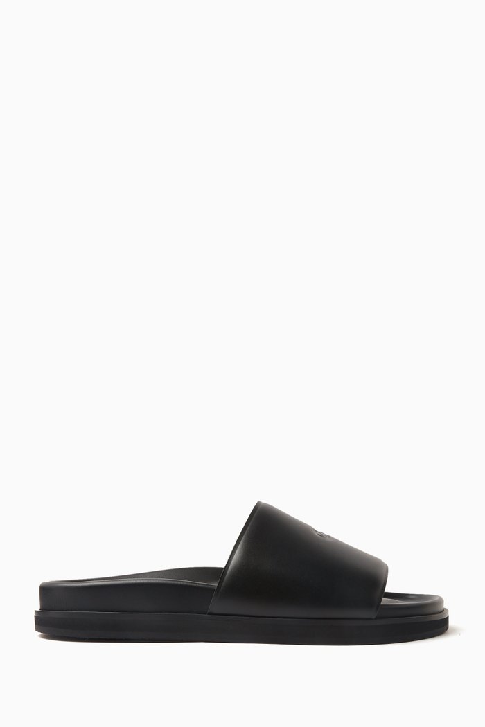 

Cloud Off Stamp Slides in Leather, Black