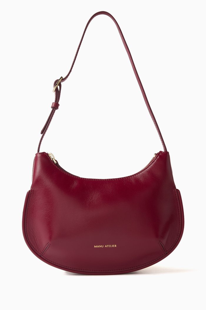 Small Ilda Shoulder Bag in Calf Leather, Burgundy