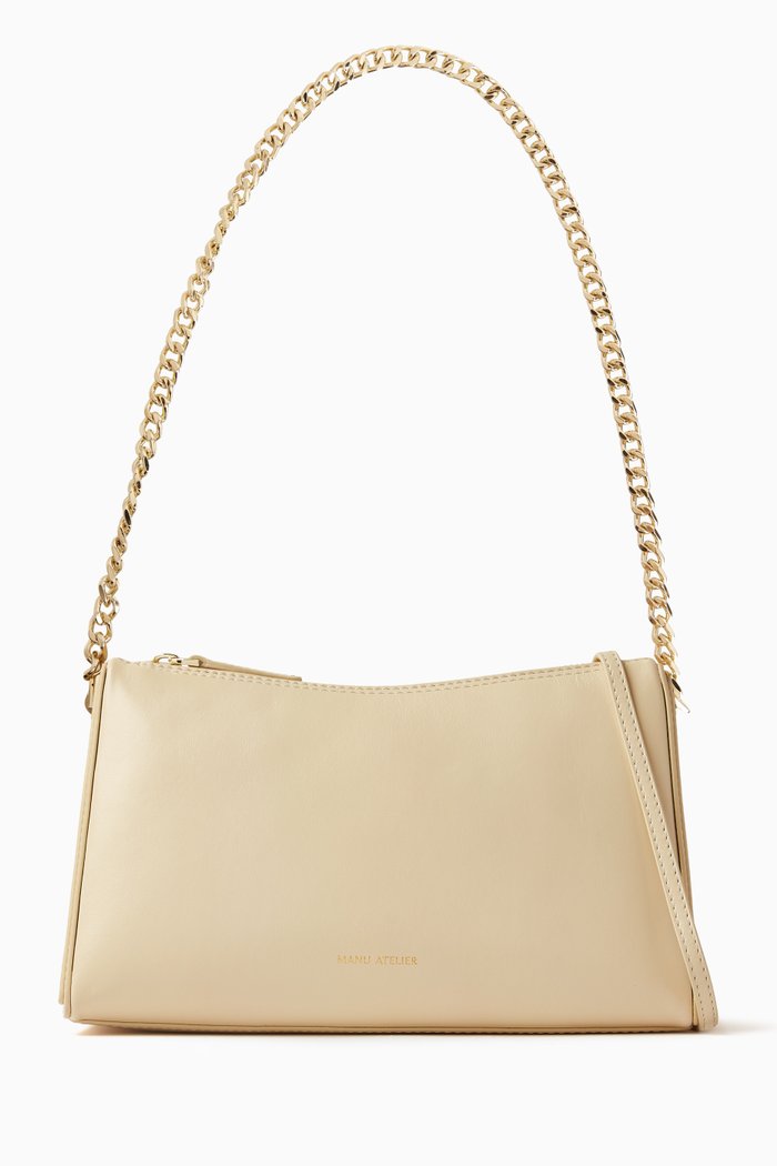 

Small Prism Chain Bag in Calf Leather, White