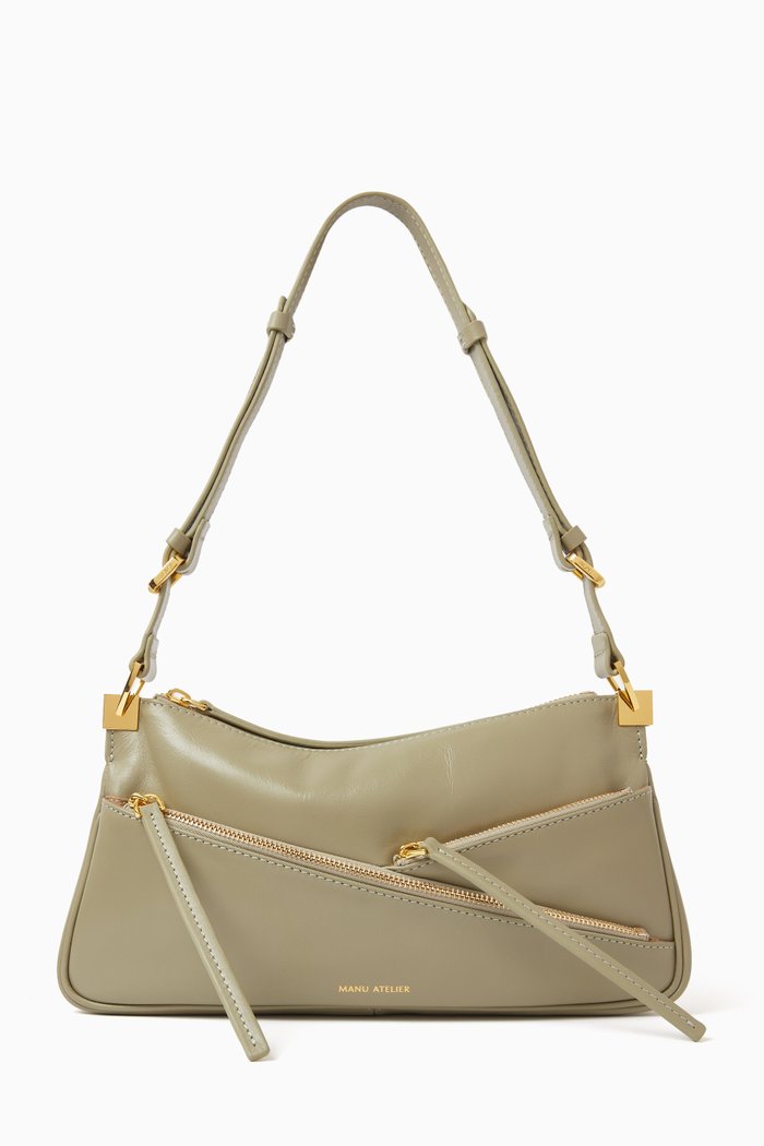 Medium Nova Bucket Bag in Calf Leather, Green