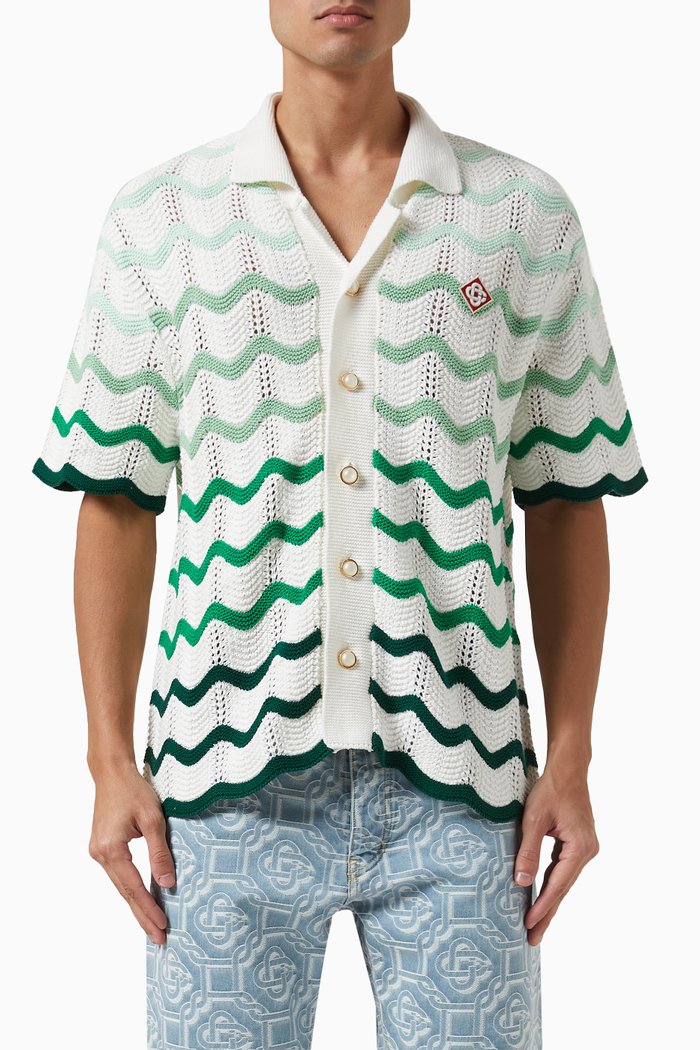 

Wavy Gradient Shirt in Crochet Knit, Multicolour