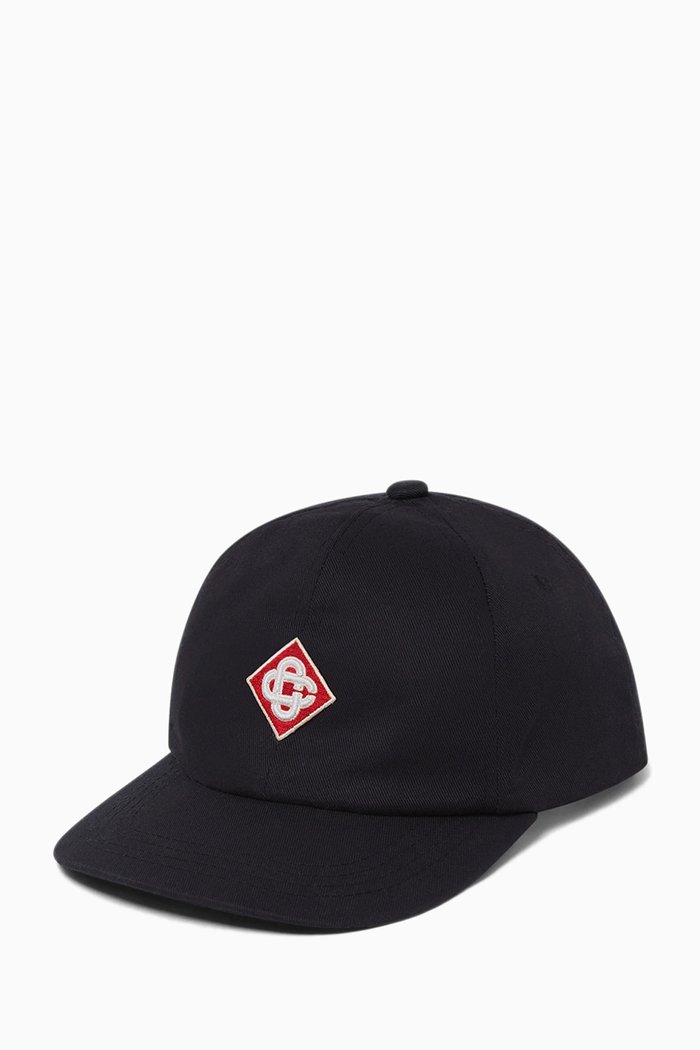 Logo Patch Cap in Organic Cotton Twill, Black