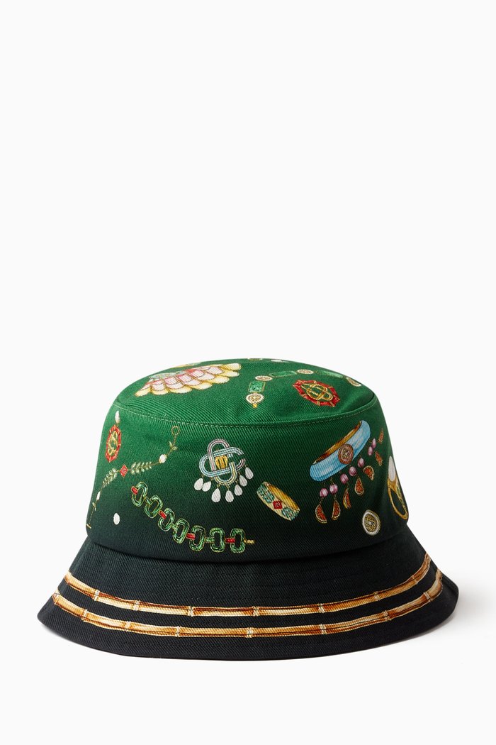 

La Boite A Bijoux Bucket Hat in Denim, Green