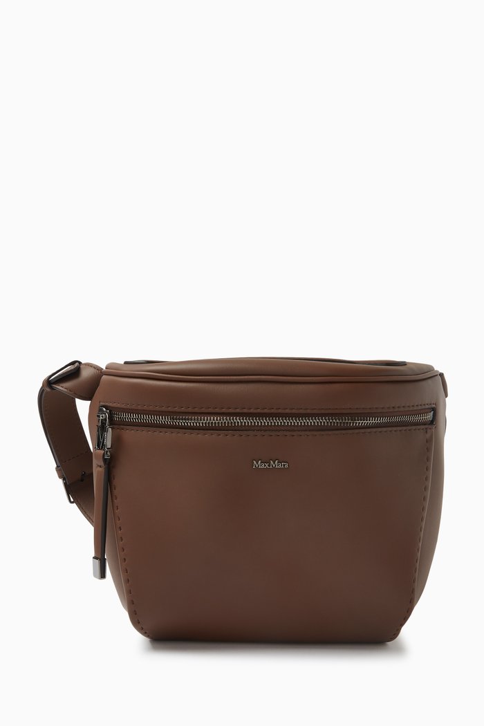 

Large Archetipo Belt Bag in Plongé Calfskin Leather, Brown