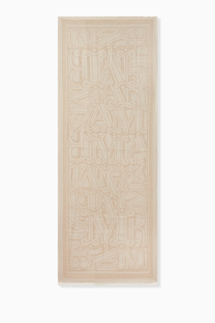 

Messina Jacquard Scarf in Wool Blend, Brown