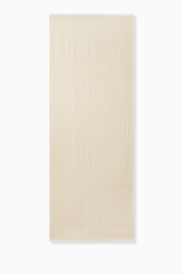 

Messina Jacquard Scarf in Wool Blend, Neutral