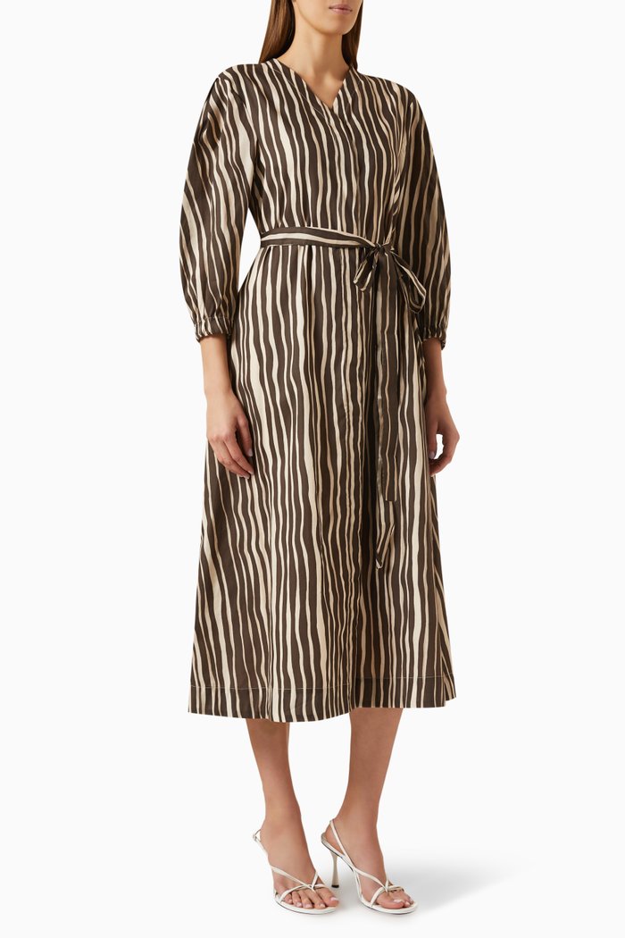 

Pomelia Midi Dress in Cotton-voile, Brown