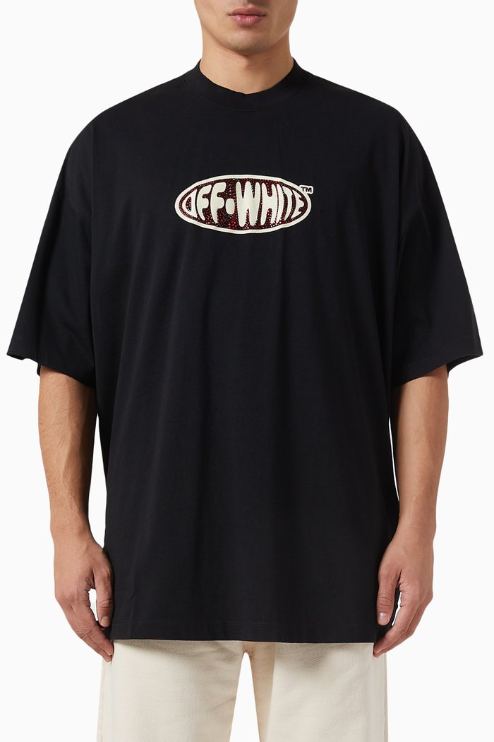

Crystal Logo Print T-shirt in Cotton, Black
