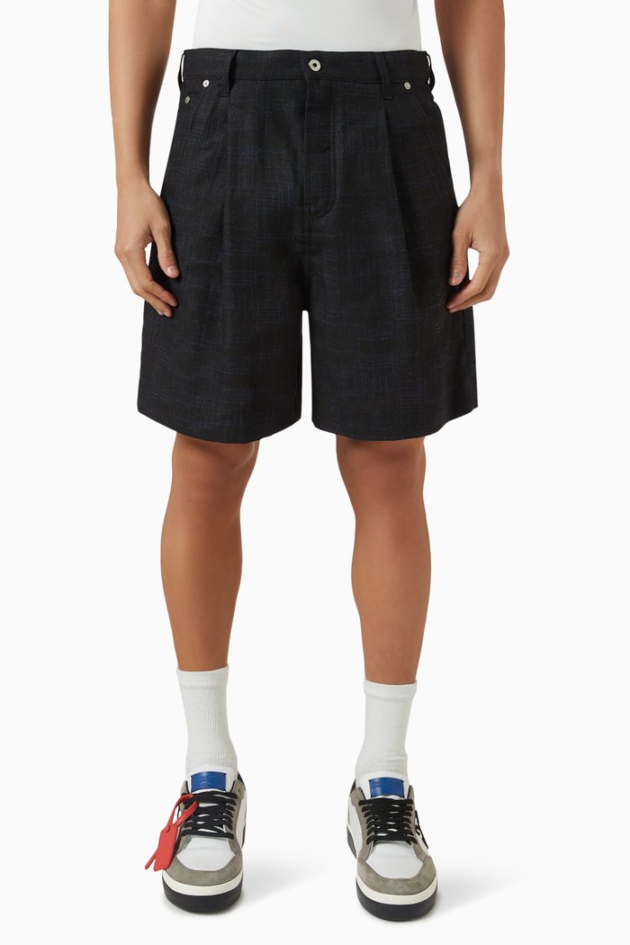

90s Logo Shorts in Linen, Black