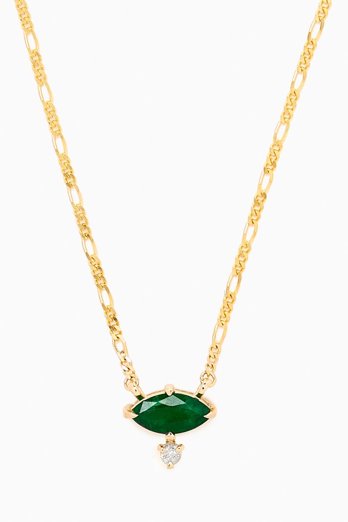 

Marquise Emerald Pendent Necklace in 10kt Gold, Green