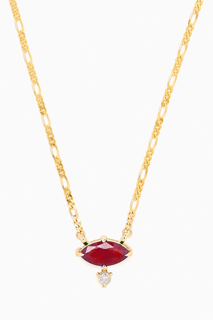 

Marquise Ruby Pendent Necklace in 10kt Gold, Red