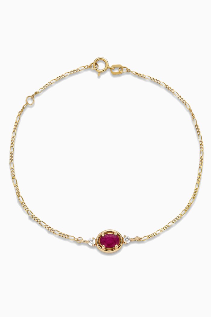 

Ruby & Diamond Bonbon Bracelet in 10kt Gold, Red