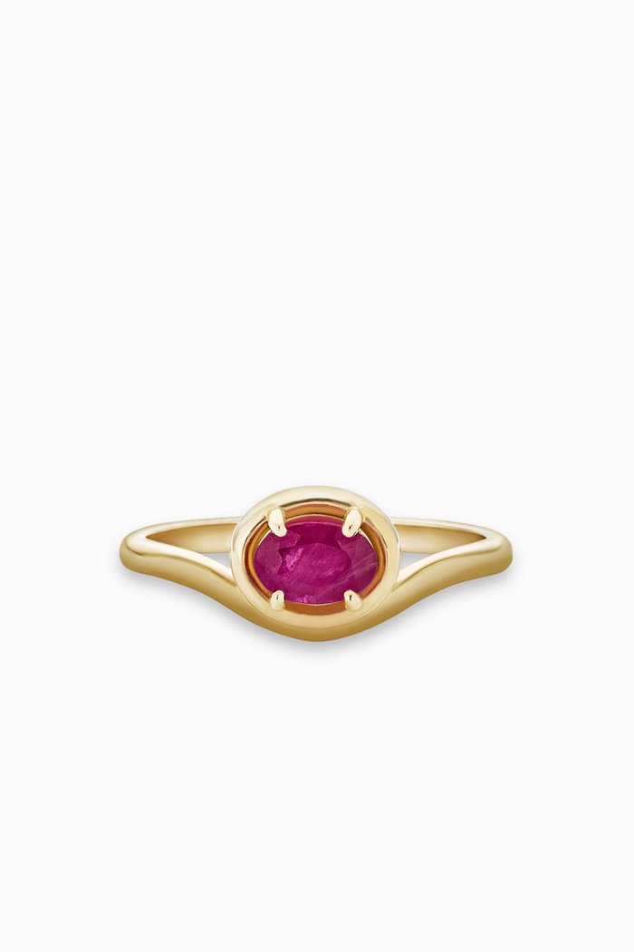 Oval Ruby Ring in 10kt Gold, Red