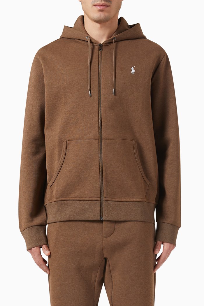 

Zip-up Hoodie in Fleece, Brown