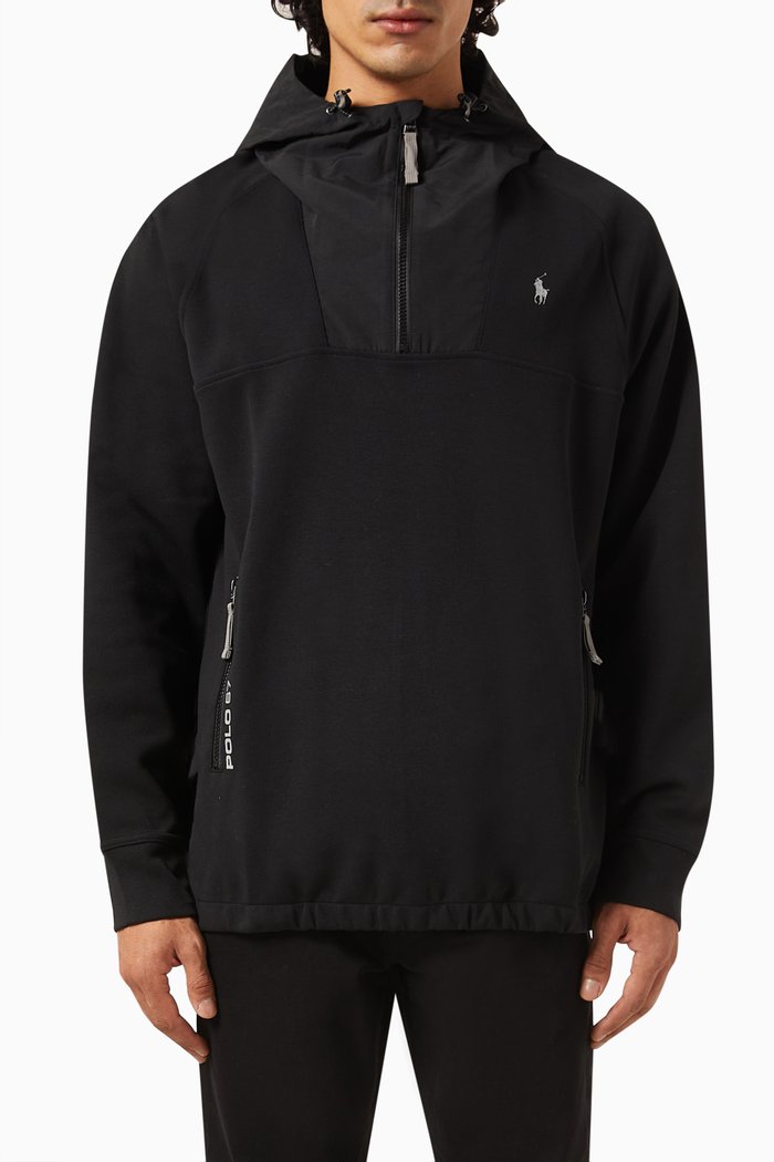 

Hybrid Hoodie in Cotton & Recycled Nylon, Black