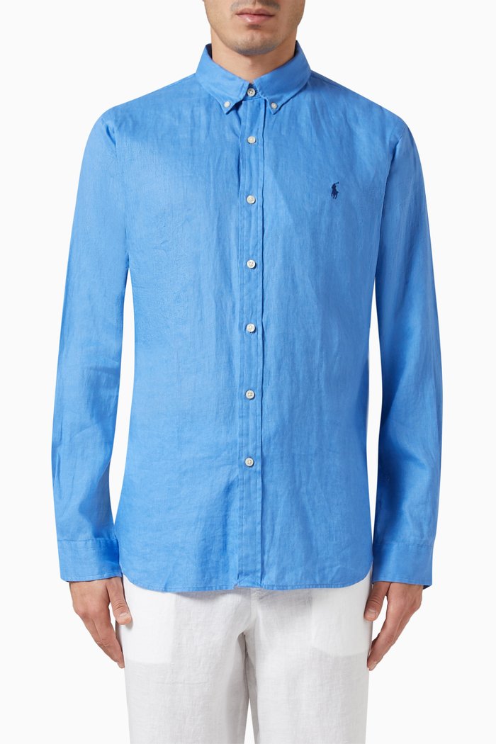 

Logo Sport Shirt in Cotton, Blue