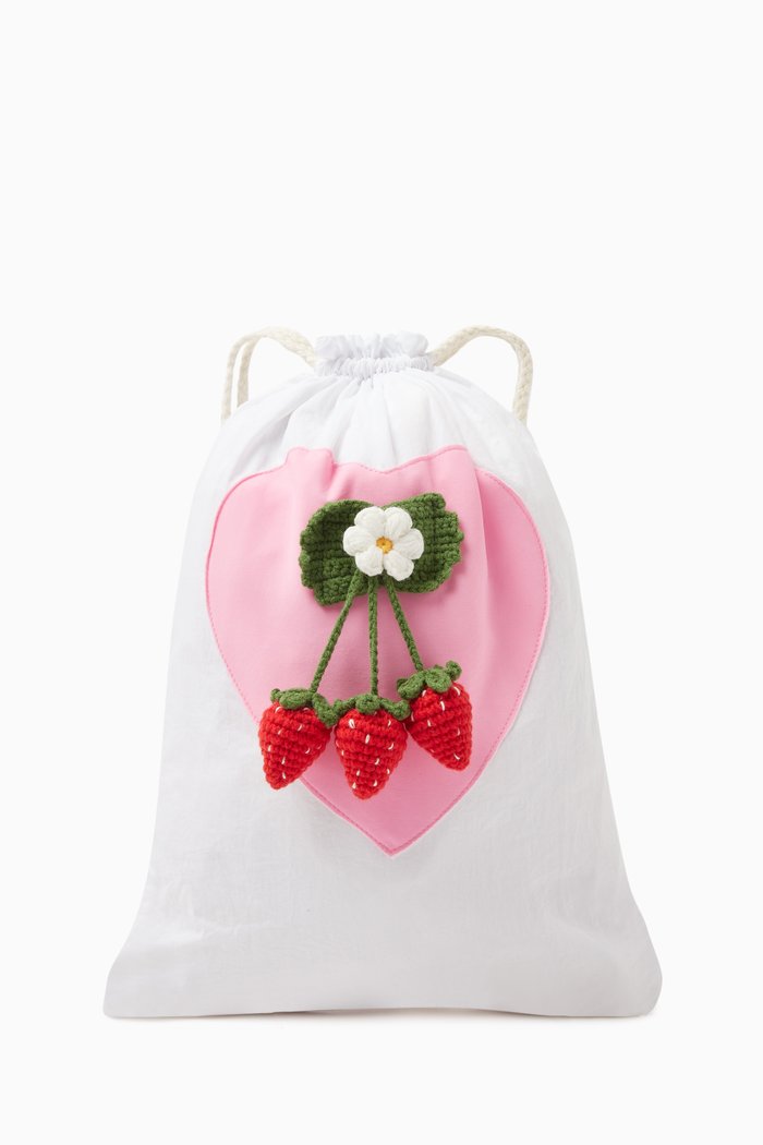 

Heart Motif Beach Bag, White