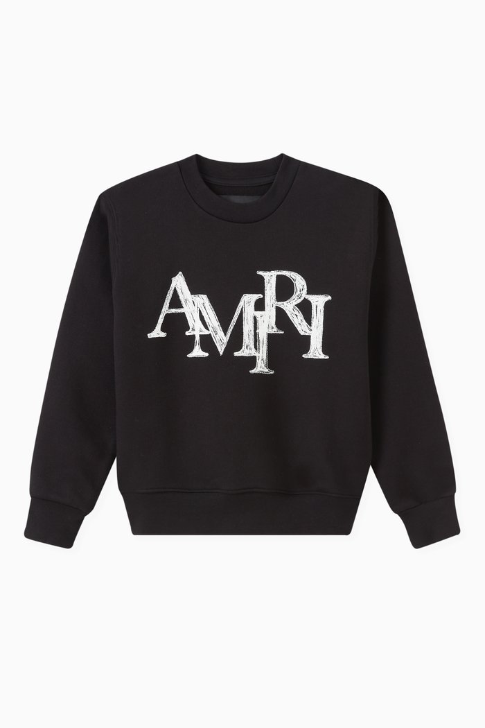 

Staggered Scribble Sweatshirt in Cotton, Black