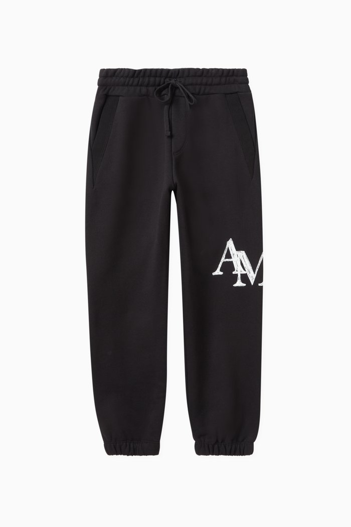 

Staggered Scribble Sweatpants in Cotton, Black