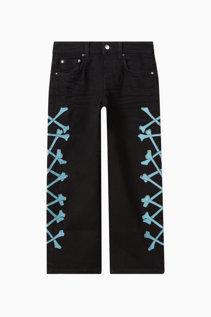 

Bones Straight-leg Jeans in Cotton, Black