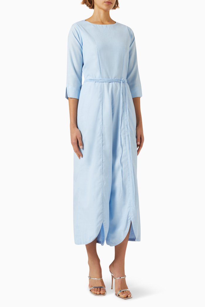 

Drawstring Belt Jumpsuit, Blue
