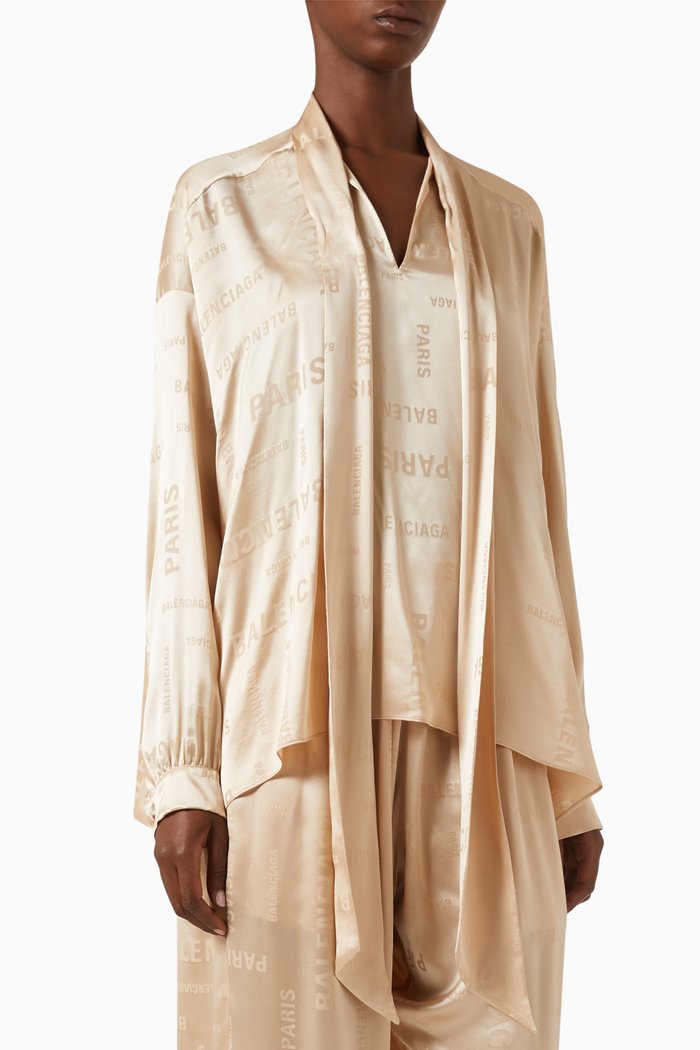 

Bal Paris All-over Vareuse Oversized Blouse in Silk Jacquard, Neutral