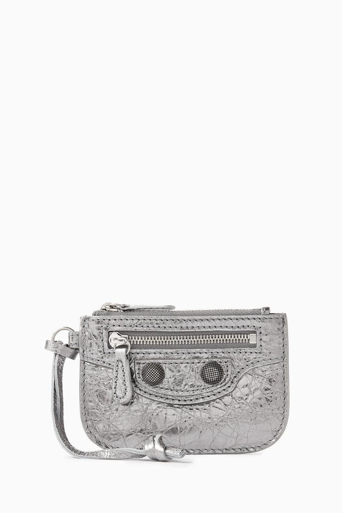 

Le Cagole Coin Holder in Metallic Arena Lambskin, Silver