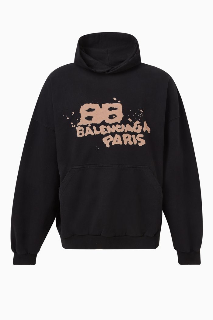 

Unisex Hand-drawn BB Icon Hoodie in Cotton, Black