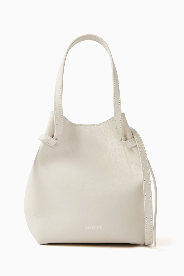 

Bulb Bucket Bag in Smooth Leather, Neutral