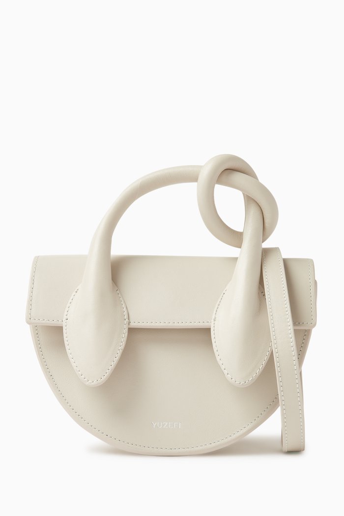 

Small Pretzel Shoulder Bag in Leather, Neutral