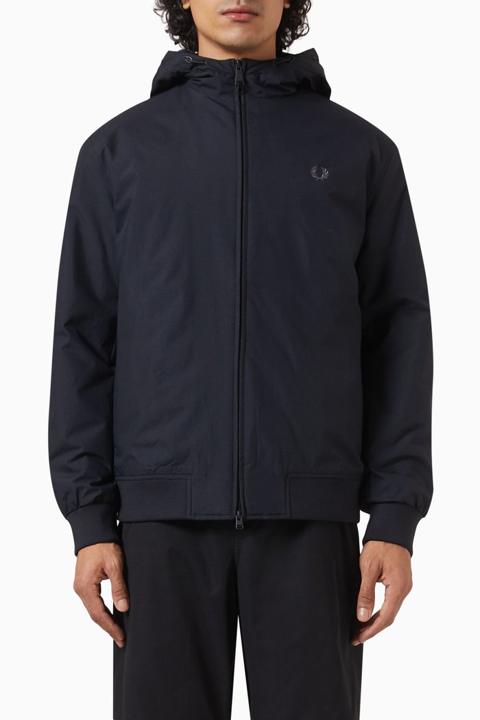 

Padded Hooded Brentham Jacket in Nylon Twill, Black
